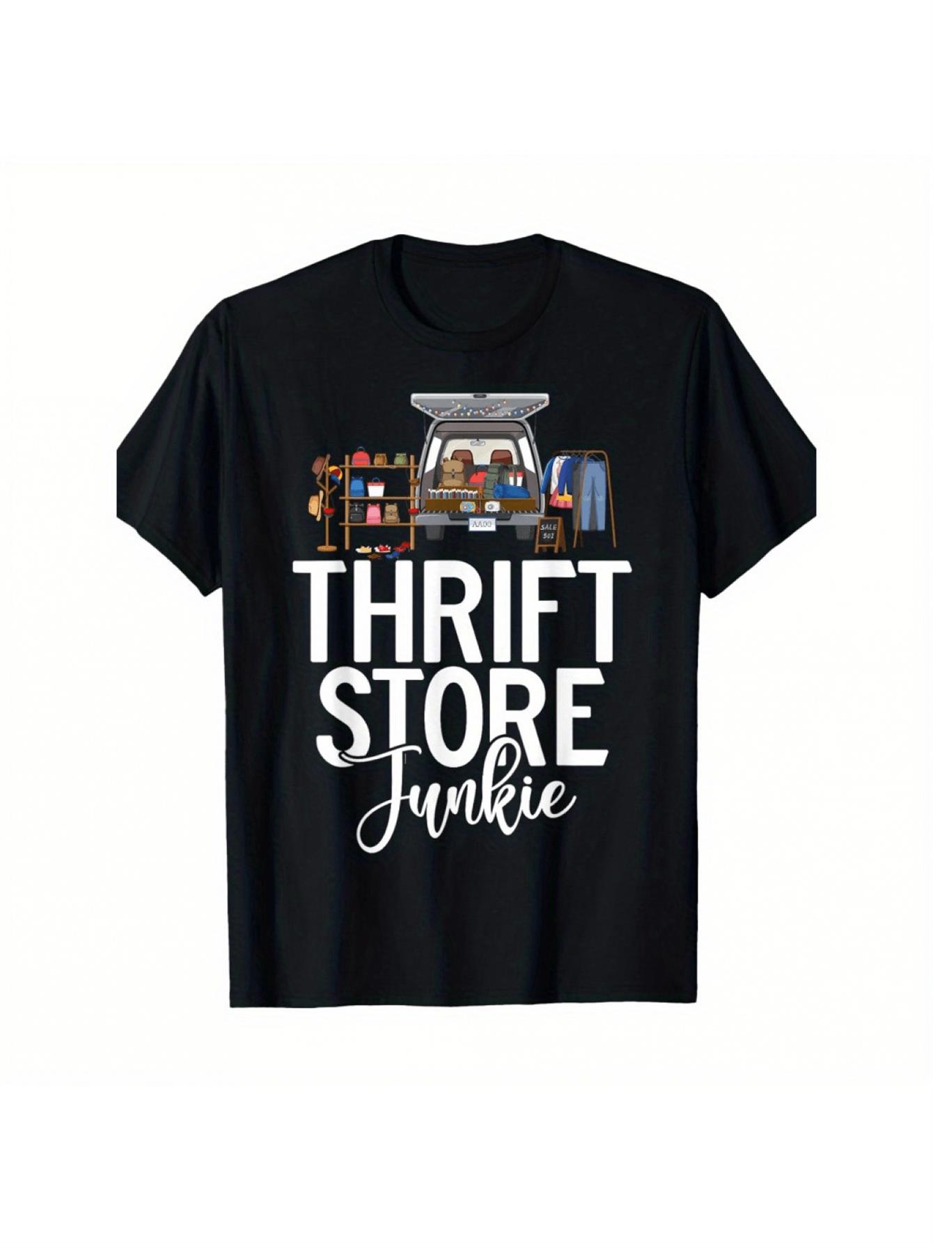 Vintage Fashion Thrift - 1 stuk vintage heren-T-shirt met kringmarktprint