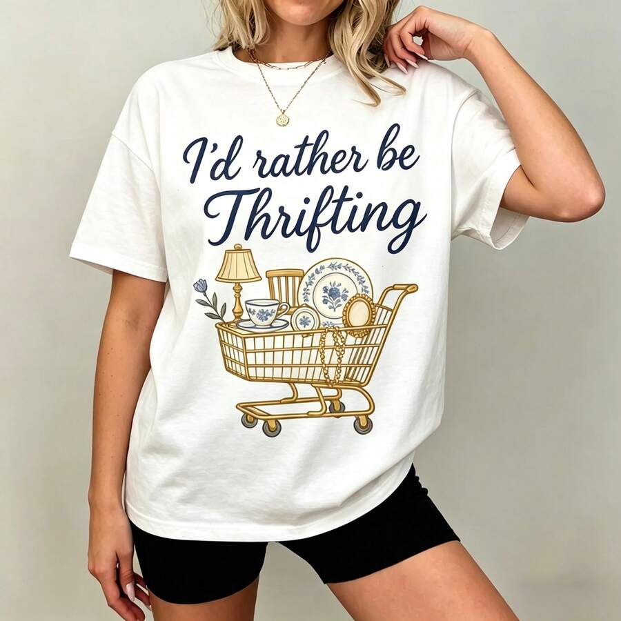 Vintage Fashion Thrift - [Graphic Tee] 100% katoen I'd Rather