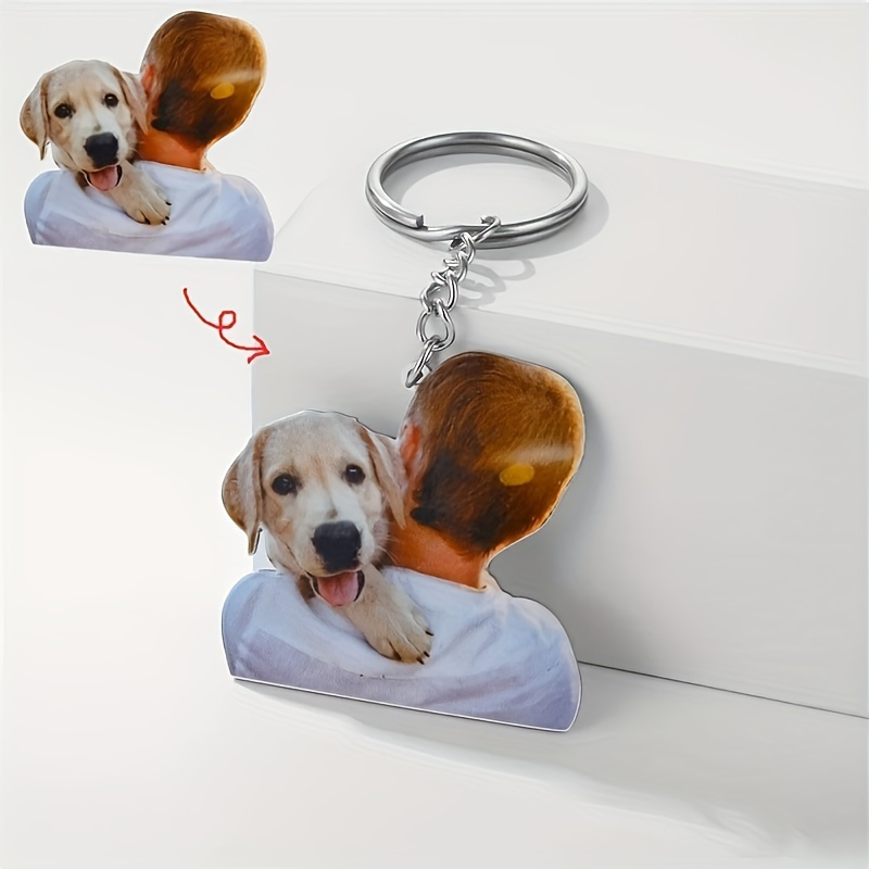 Vintage Fashion Definition - Gepersonaliseerd huisdierportret sleutelhanger van roestvrij staal,