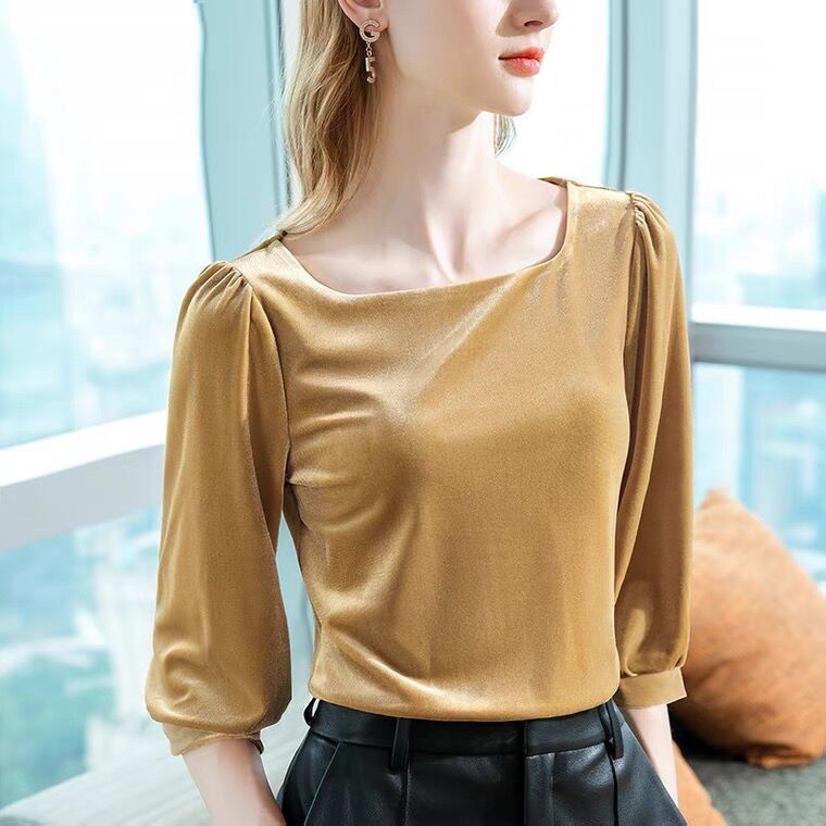 Vintage Fashion Y2K - Engelse stijl damesmode vintage velours overhemd
