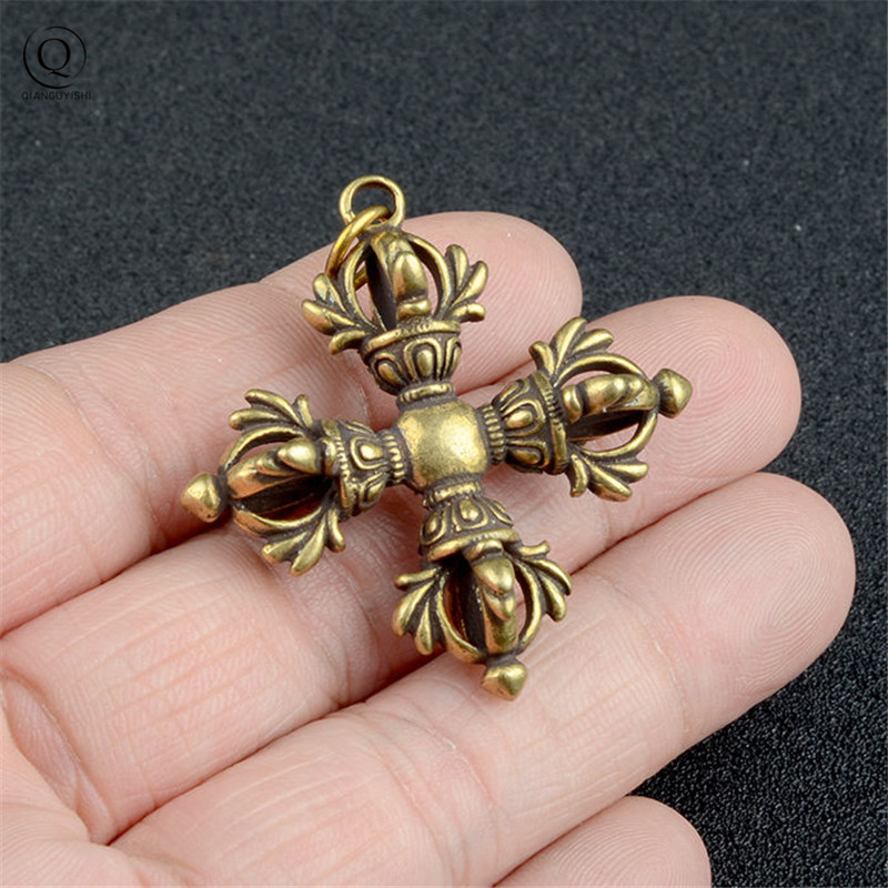 Vintage Fashion Collection - Koperen boeddhisme Dorje Cross Vajry stamper