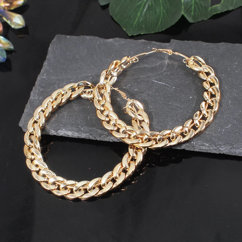 Vintage Fashion Korea - Koreaanse mode gouden ketting creolen voor