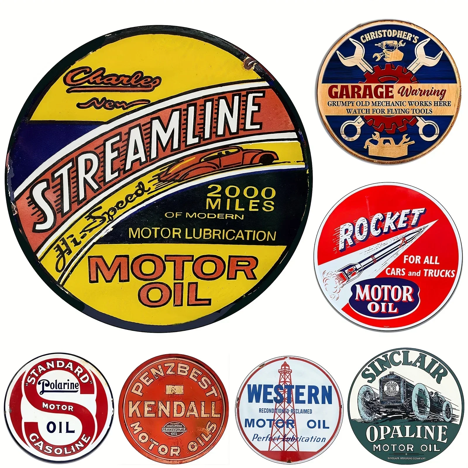 Vintage Motorolie Teken Ronde  - Vintage Fashion Posters recensie en prijs