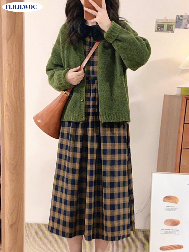 Koffie Plaid Jurken 2023 Basic - Vintage Fashion Korea recensie en prijs