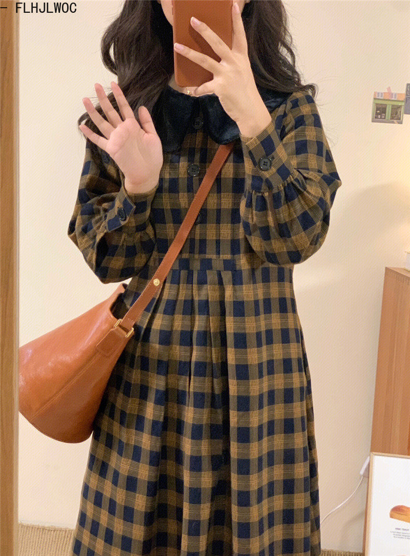 Koffie Plaid Jurken 2023 Basic - Vintage Fashion Korea recensie en prijs
