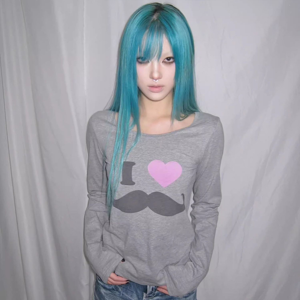 Japanse Y2K Baard Print T-shir - Vintage Fashion Y2K recensie en prijs