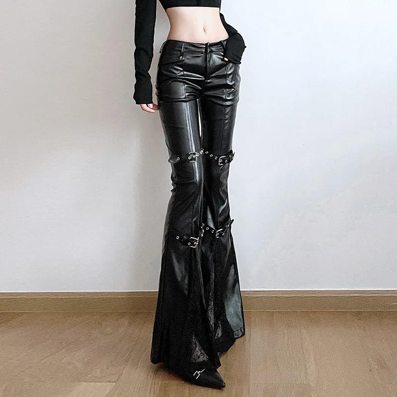Dames PU lederen flare broek,  - Vintage Fashion Y2K recensie en prijs