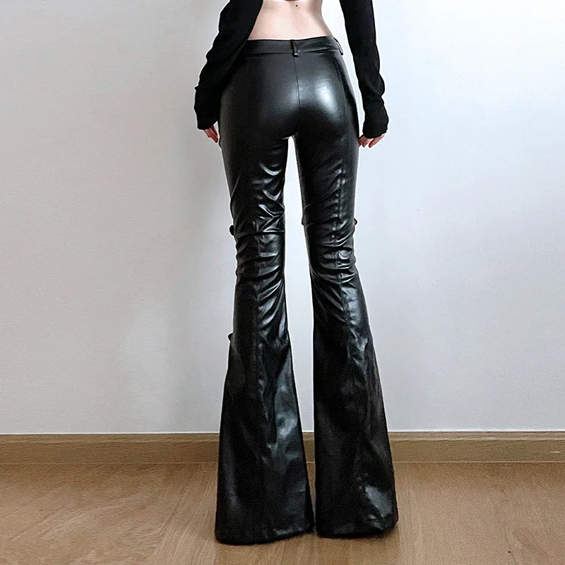 Dames PU lederen flare broek,  - Vintage Fashion Y2K recensie en prijs