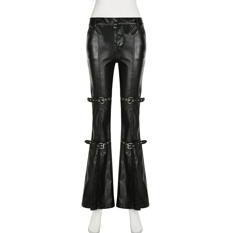 Dames PU lederen flare broek,  - Vintage Fashion Y2K recensie en prijs